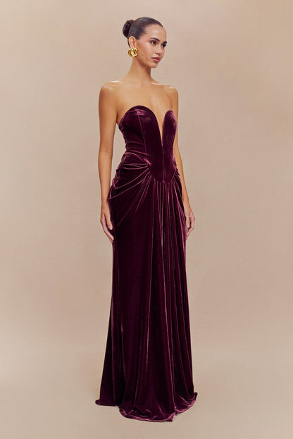 Dorothy Velvet Heart Corset Pleated Tube Maxi Dress