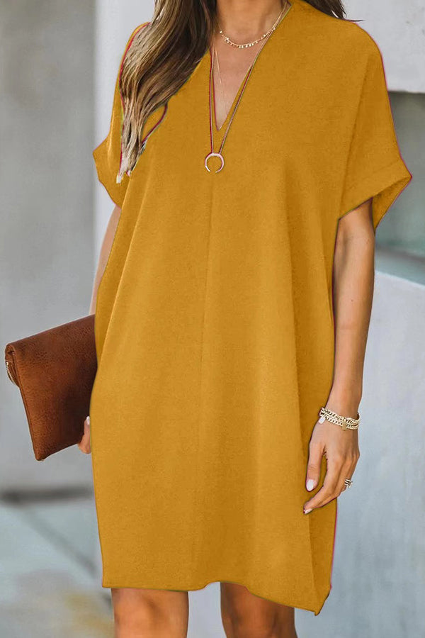 Vestido holgado de manga corta con forma de H