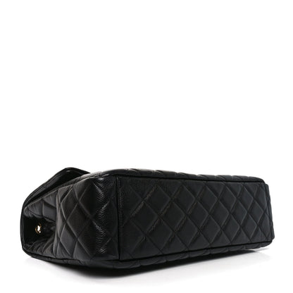 Caviar Quilted Small XXL Travel Flap Bag Black