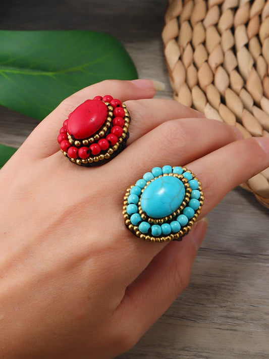 Anillo de tejido turquesa 