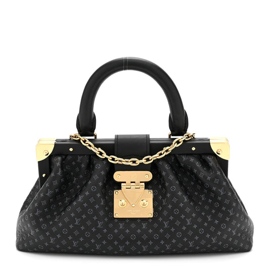 Calfskin Nanogram Embossed Clutch Black