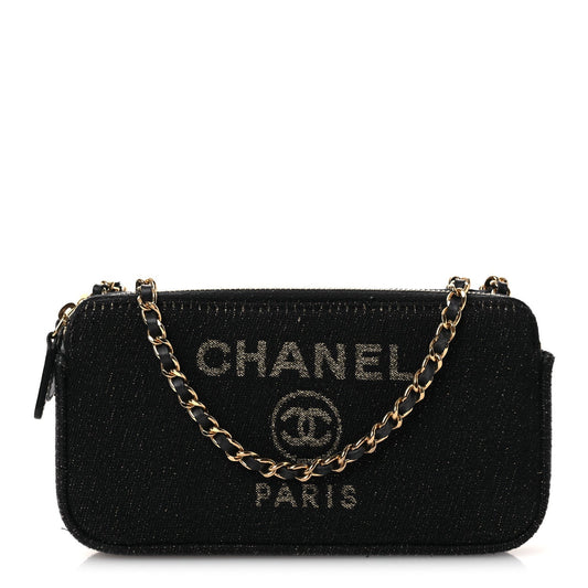 Canvas Small Deauville Clutch With Chain Navy