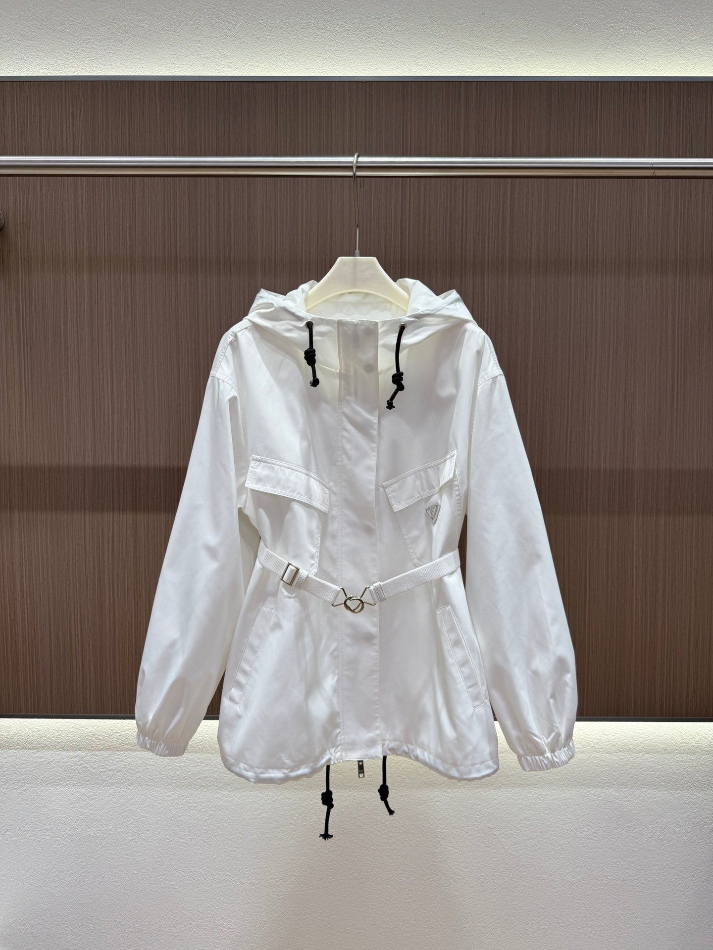 Prada 25 Elastic Waist Jacket Black and White Polyester
