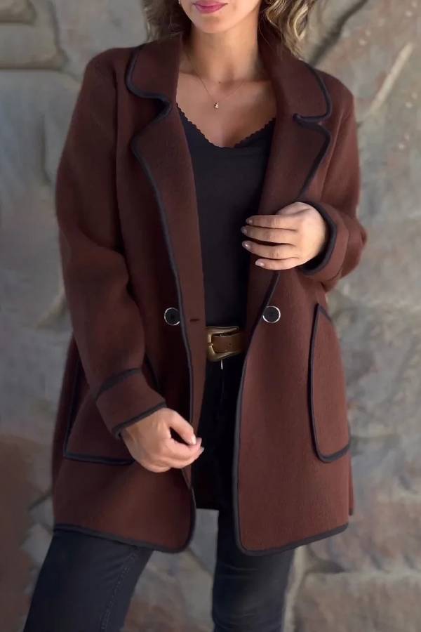 Chaqueta de lana de doble cara con cuello de traje de temperamento