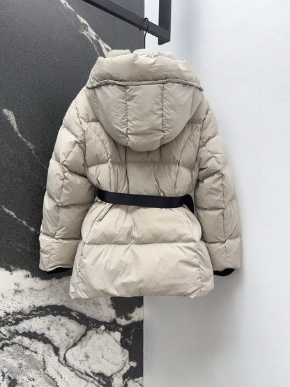 Burberry 25 Stand Collar Hooded Down Jacket White Polyester