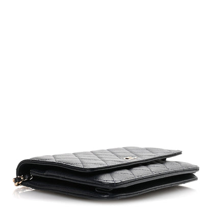 Caviar Quilted Wallet on Chain WOC Navy Blue