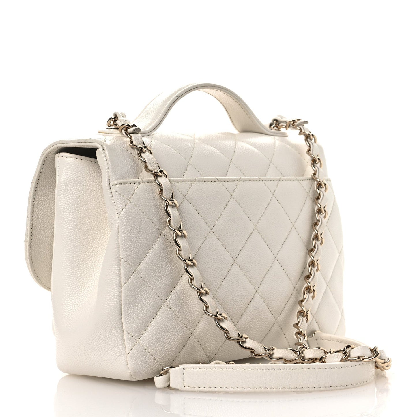 Caviar Quilted Medium Business Affinity Flap White