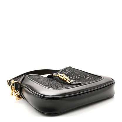 New Canvas Charisma Calfskin Crystal GG Monogram Mini Jackie 1961 Hobo Black