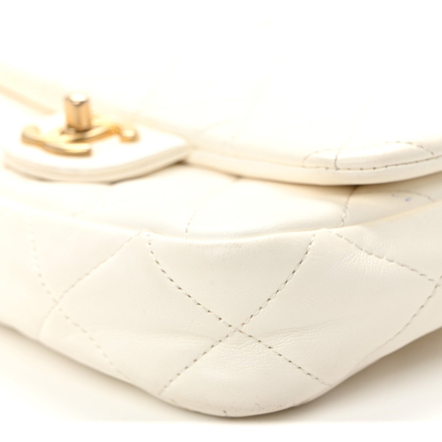 Lambskin Quilted Small CC Funky Town Flap White