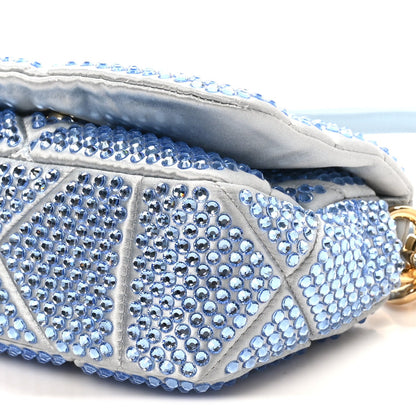 Satin Crystal Mini Bag With Chain Celeste