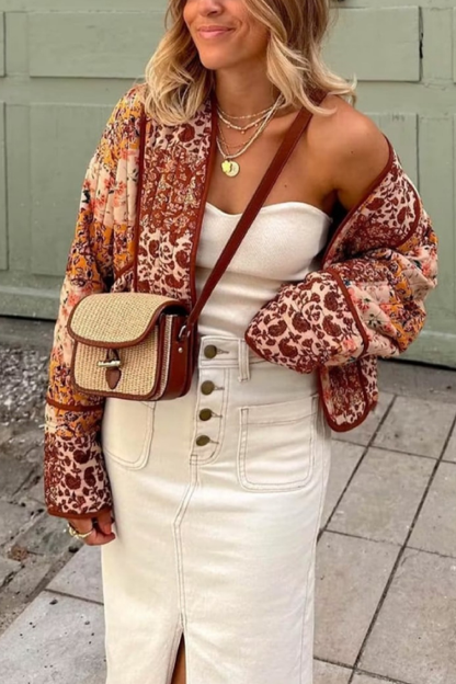 Chaqueta corta informal holgada de algodón acolchado 