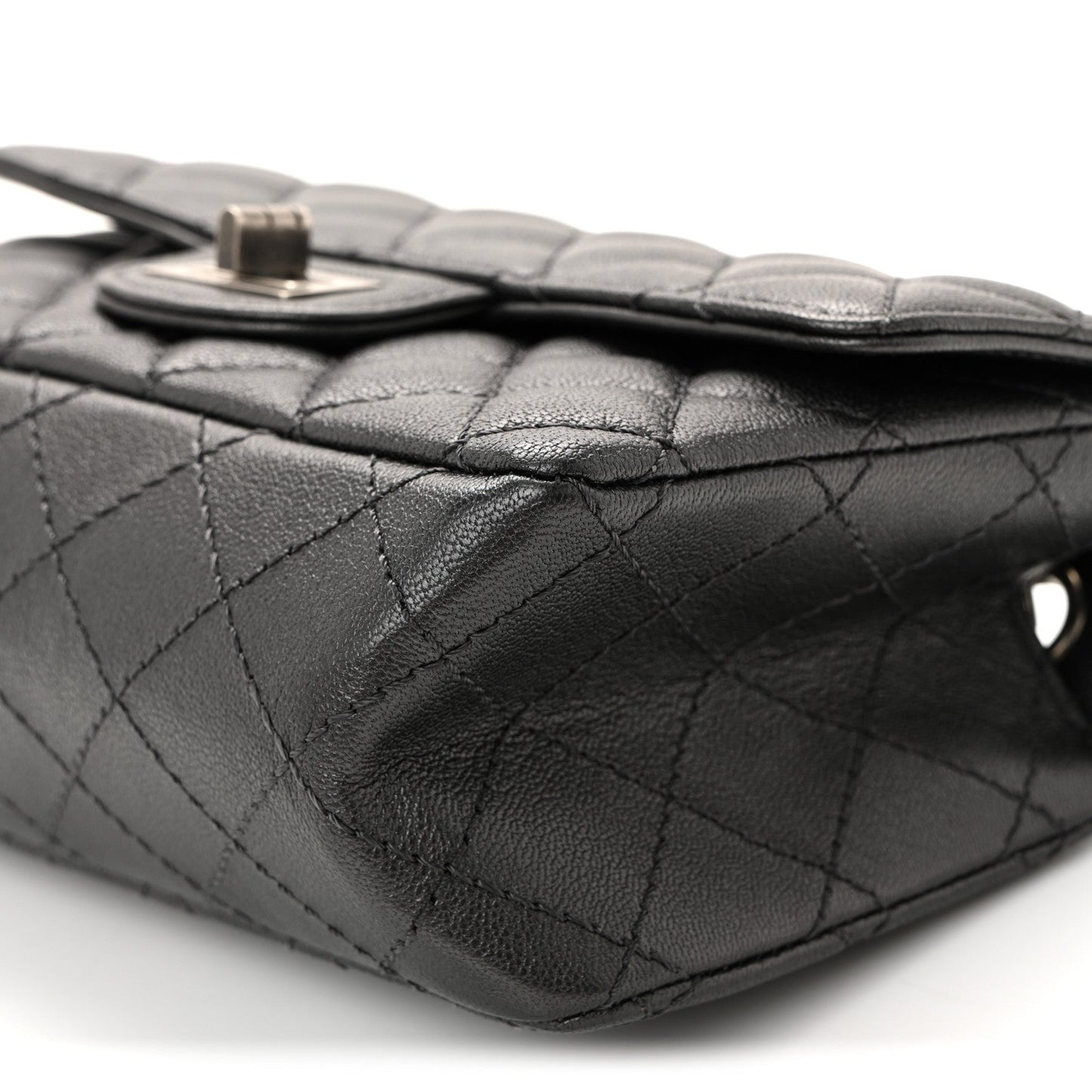 Goatskin Quilted 2.55 Reissue Mini Flap Dark Silver