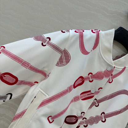 HM 25 Jacket White Mix Red Cotton 02663