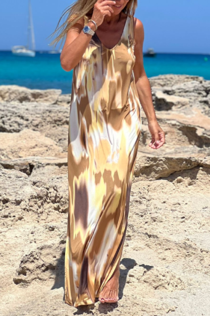 Vestido de tirantes estampado multicolor