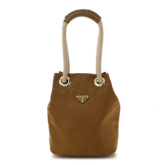 Re-Nylon Triangle Mariner Small Bucket Bag Brandy