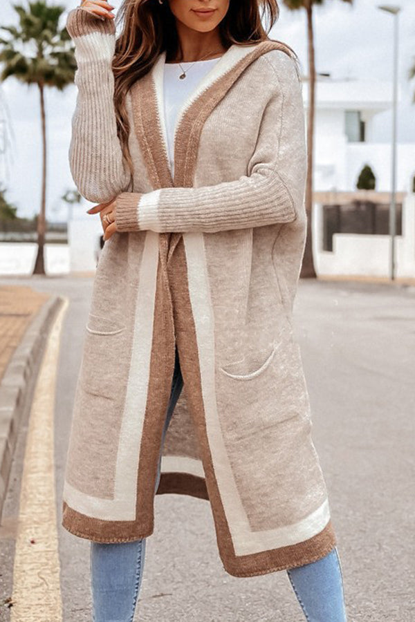 Chaqueta tipo cárdigan largo con capucha para otoño e invierno, informal, combinable con todo.