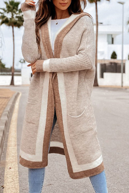 Chaqueta tipo cárdigan largo con capucha para otoño e invierno, informal, combinable con todo.