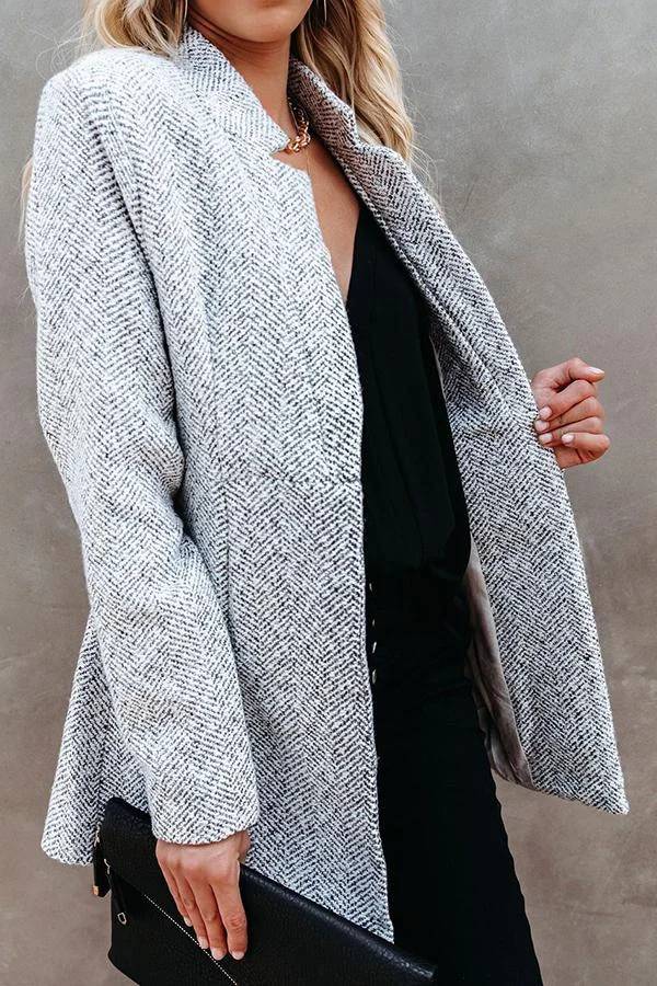 Chaqueta casual de color sólido con bolsillo
