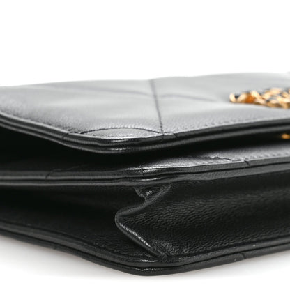 Lambskin Quilted Chanel 19 Wallet On Chain WOC Black