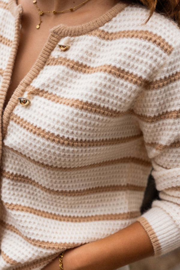 Chaqueta de cuello redondo a rayas MINERVA