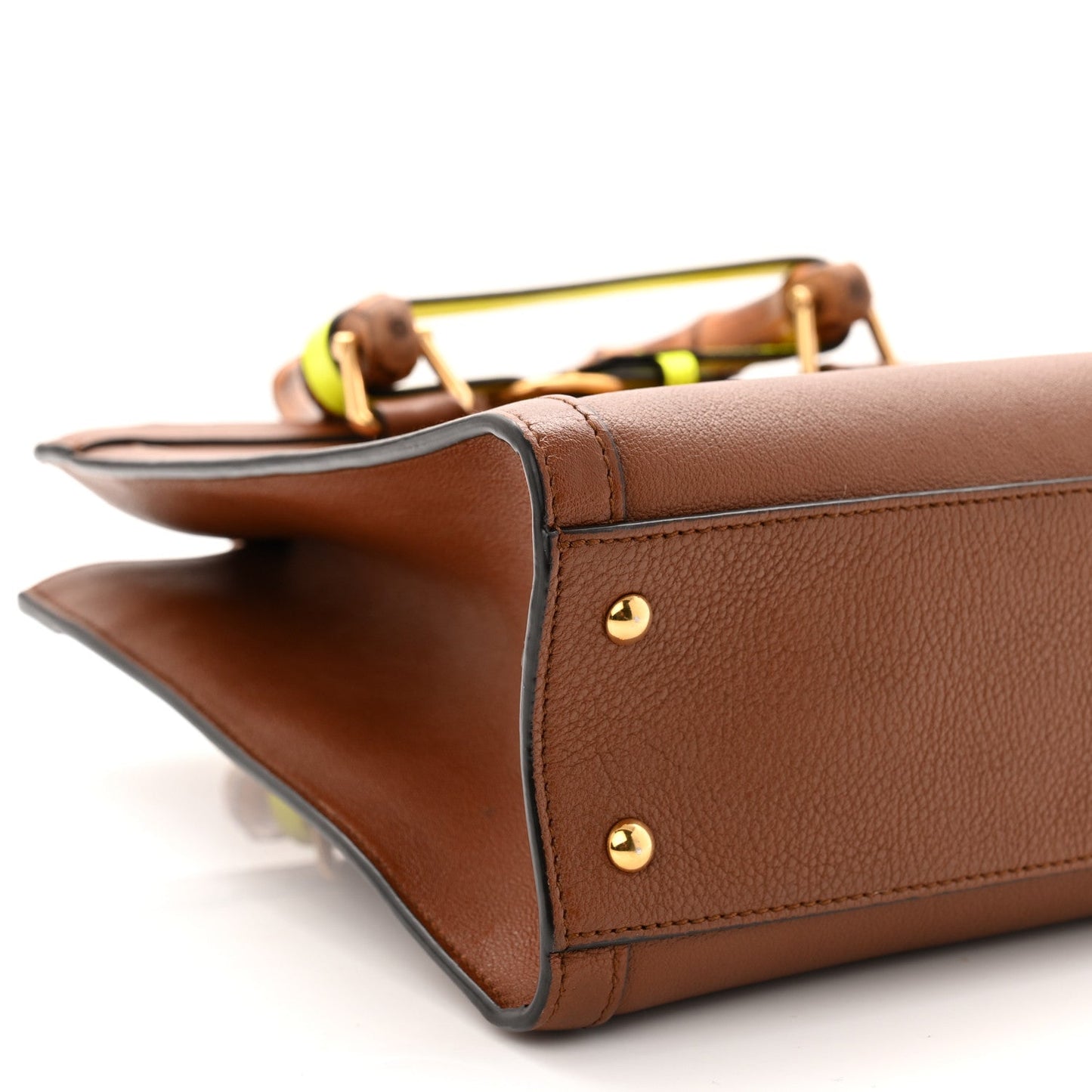 Wonka Grain Calfskin Small Diana Tote Bag Cuir Yellow Fluo