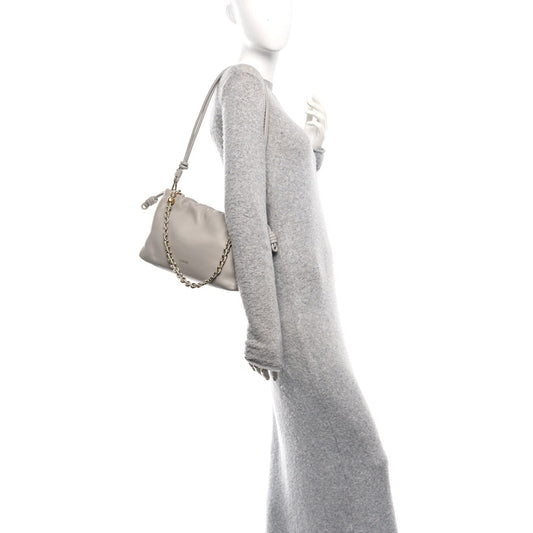 Mellow Nappa Donut Chain Medium Flamenco Knot Clutch Shell Grey