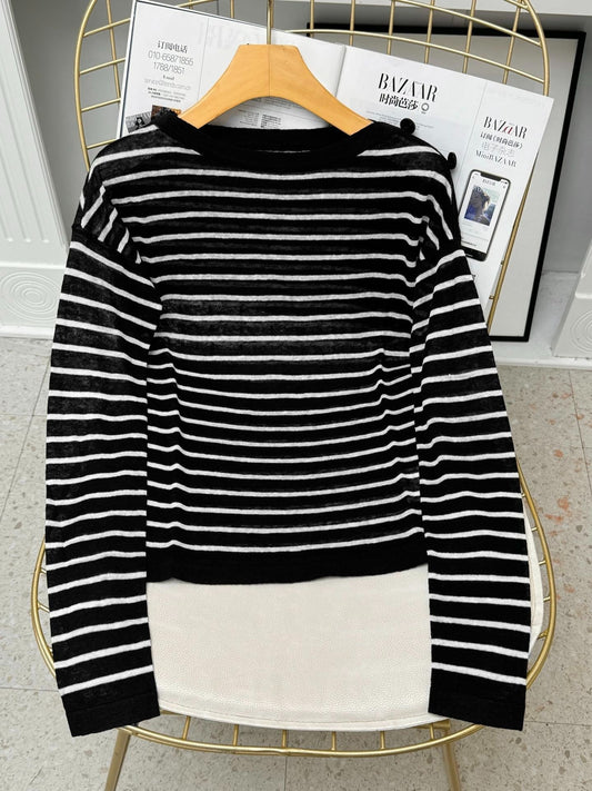 DIOR 25S OFF-SHOULDER STRIPED TOP 550