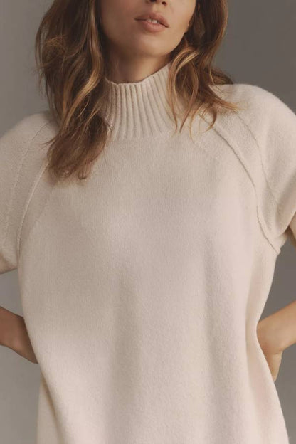 Vestido corto de tul con cuello alto, manga larga y tejido Holiday Cutie