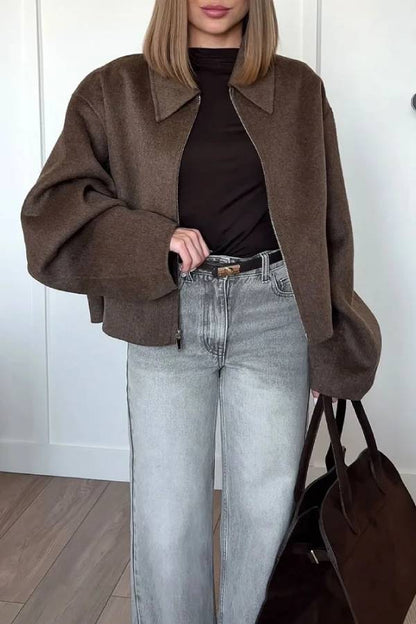 Chaqueta de solapa versátil de moda
