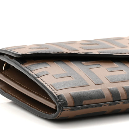 Vitello Soft F is Fendi Bi-Color FF 1974 Embossed Continental Envelope Wallet On Chain Maya Black