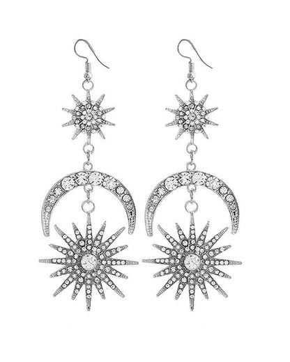 Halo Style Exquisite Rhinestone Geometric Star Earrings