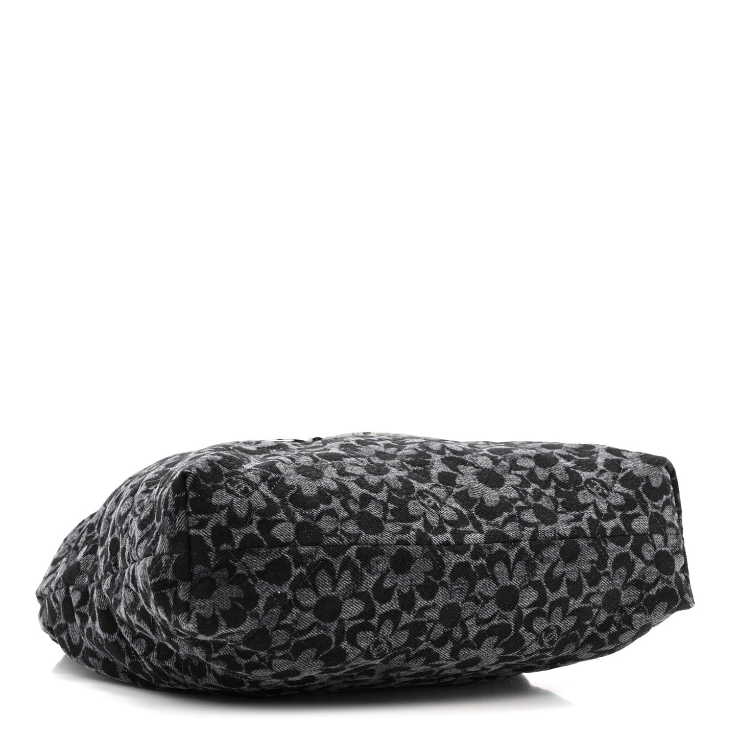 Denim Quilted Floral Print Small Chanel 22 Black