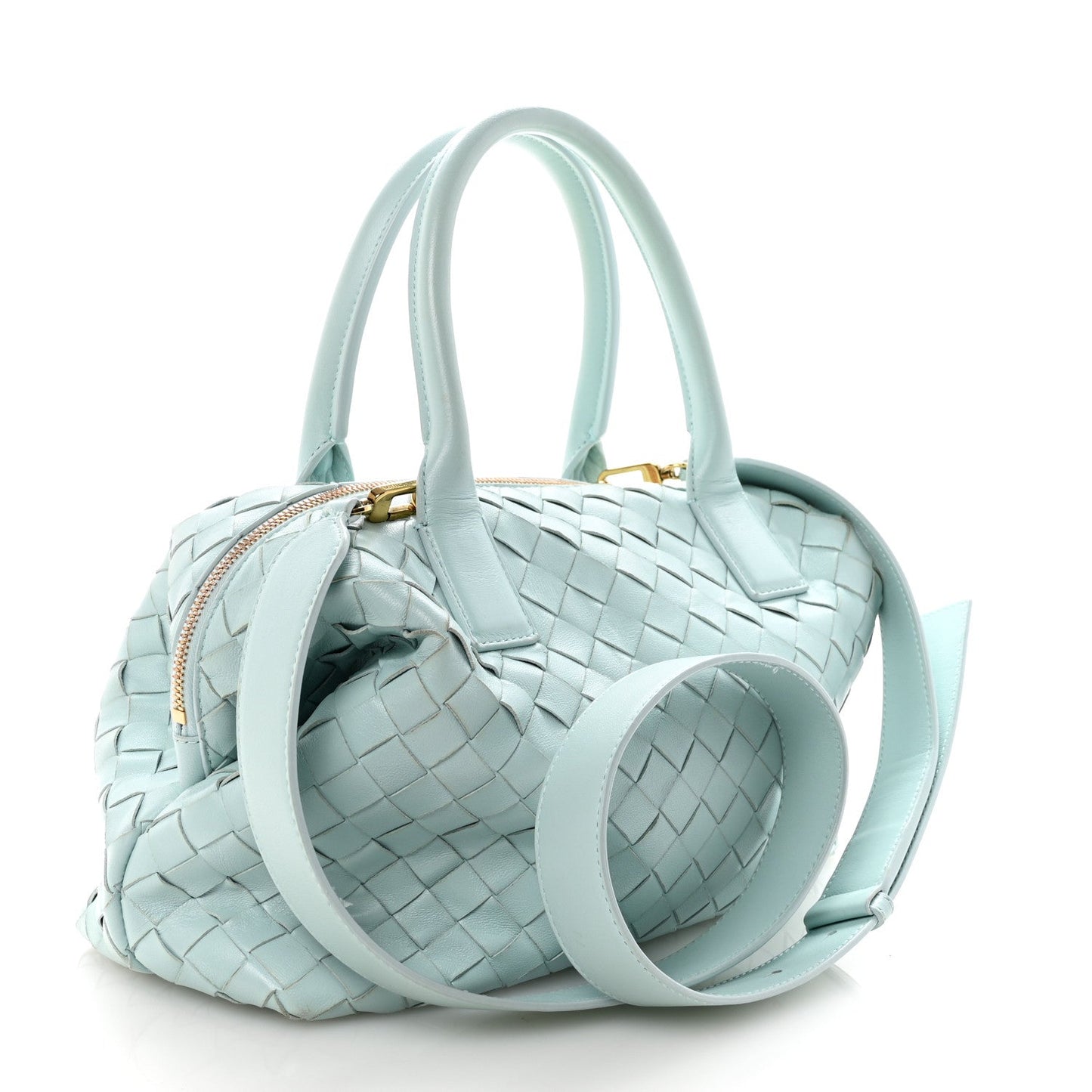 Nappa Intrecciato Bauletto Teal Washed