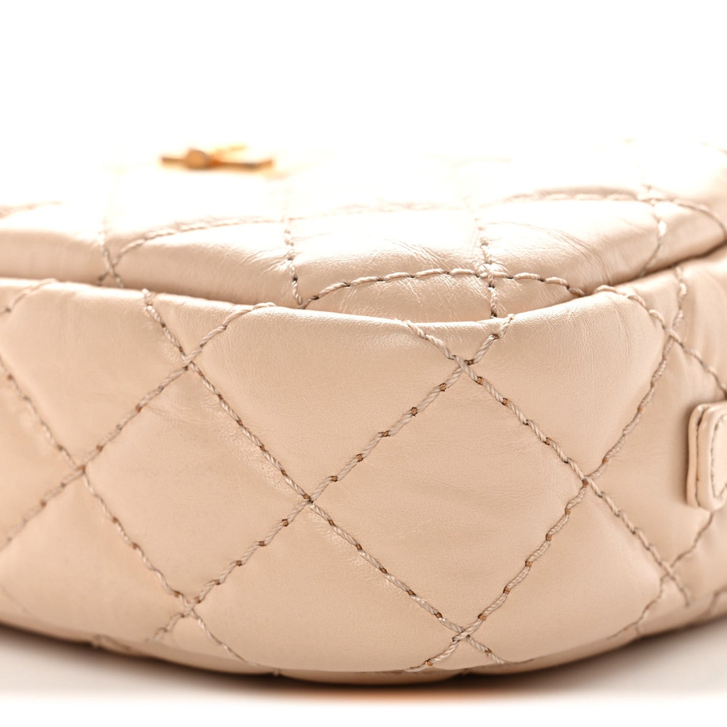 Aged Calfskin Quilted Mini Reissue Camera Case Beige Clair