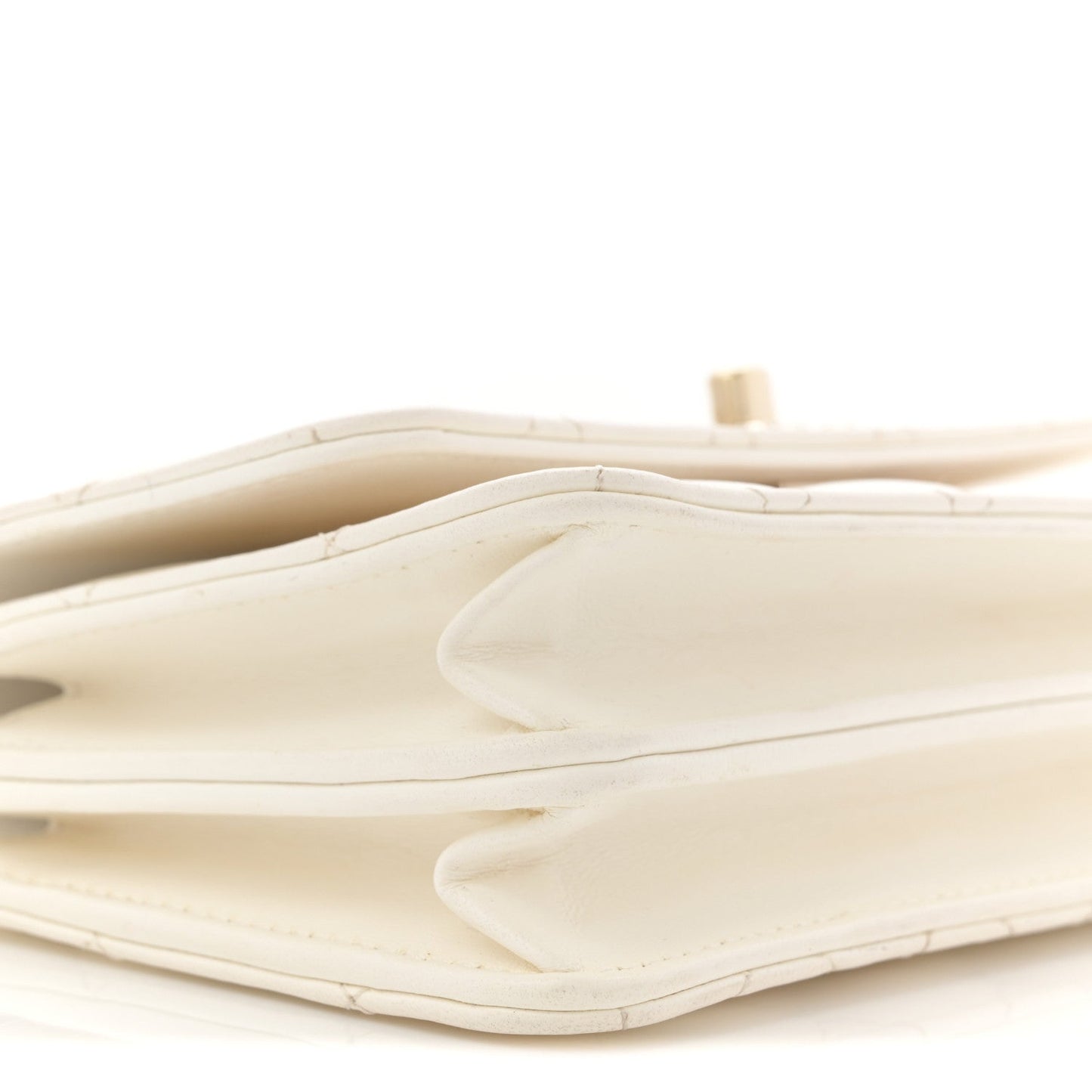 Lambskin Quilted Crystal Top Handle Rectangular Flap White