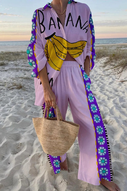Conjunto de dos piezas con estampado divertido de plátano