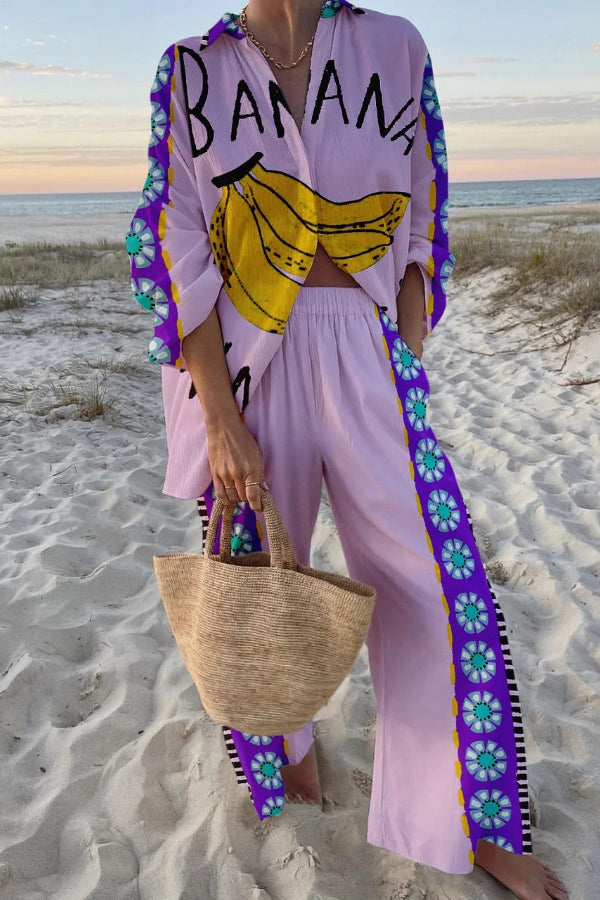 Conjunto de dos piezas con estampado divertido de plátano