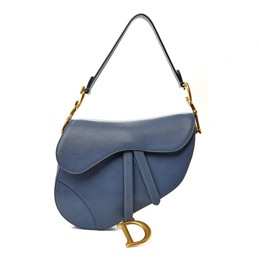 Shiny Goatskin Saddle Bag Cloud Blue