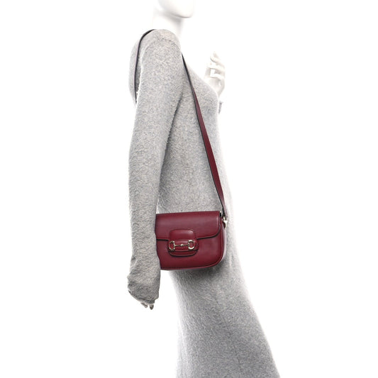 Soft Calfskin Horsebit 1955 Small Shoulder Bag Rosso Ancora