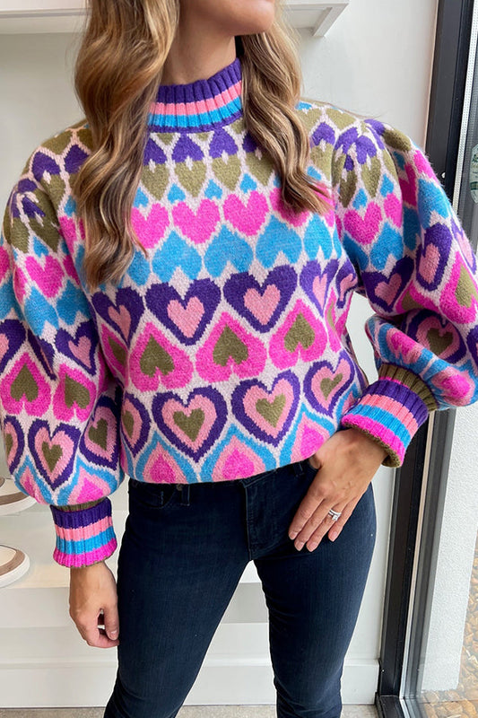SUÉTER DE CORAZÓN AZUL/ROSA