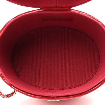 Patent Quilted Small Round Vanity With Chain Red