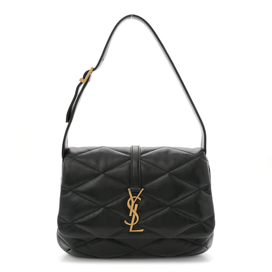 Lambskin Quilted Le 57 Diamond Shoulder Bag Black
