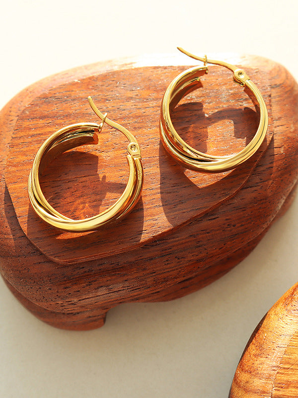 Titanium Steel Huggie Earrings