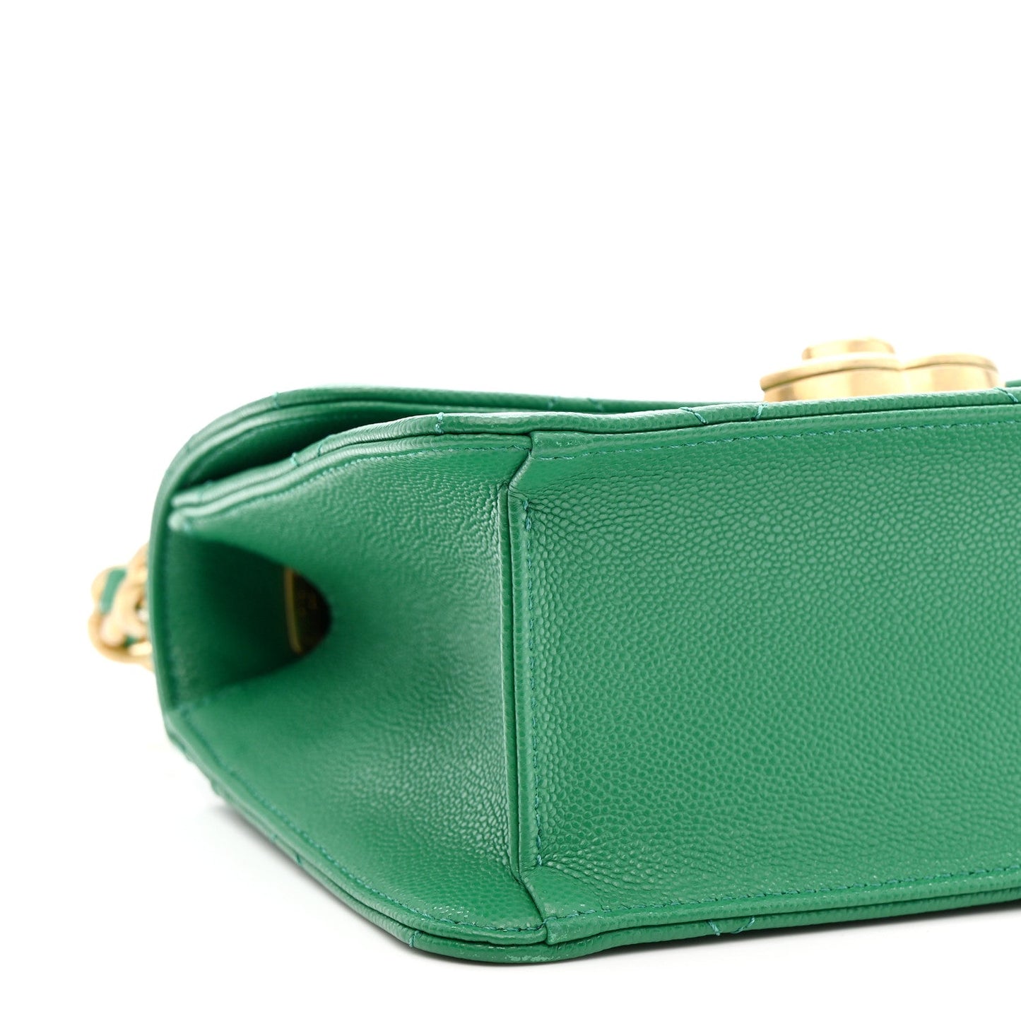 Caviar Quilted Mini CC Flap Green