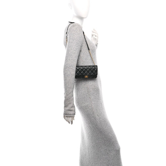 Aged Calfskin Quilted 2.55 Reissue Flap Belt Bag Clutch Black