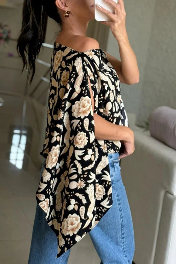 Blusa holgada con mangas murciélago y estampado único de Lisette (incluye top de tubo)