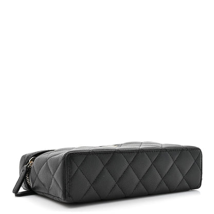 Caviar Quilted Top Handle Slim Vanity With Chain Black