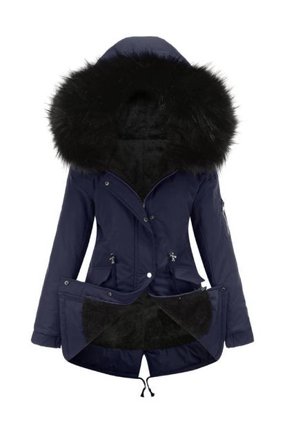 Hooded winter warm fleece coat with cotton padded jacket