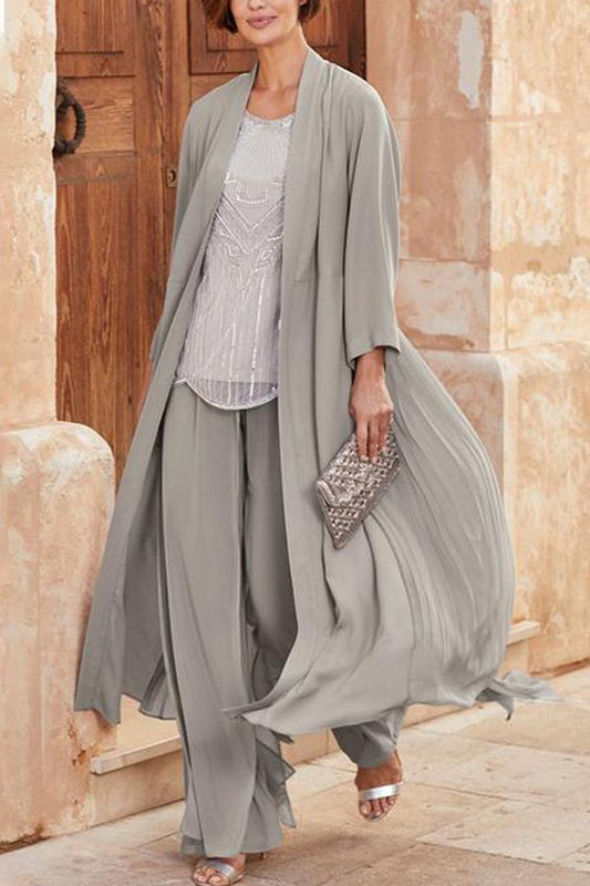 Traje de dos piezas para mujer con camisa ancha y holgada de gasa