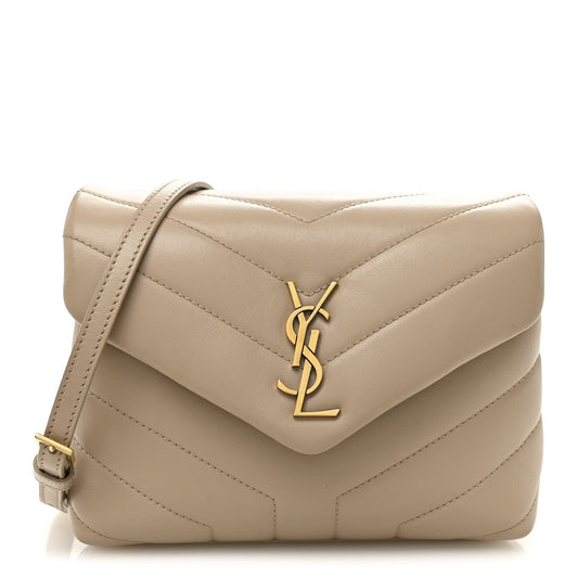 Calfskin Y Quilted Monogram Toy Loulou Crossbody Bag Dark Beige